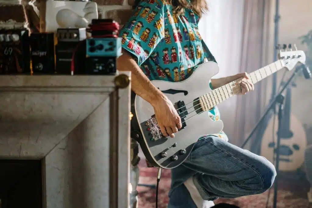 session musician playing bass 