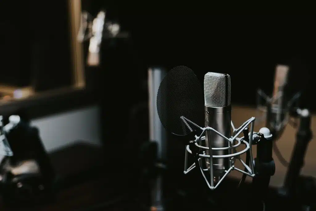 recording studio with microphone