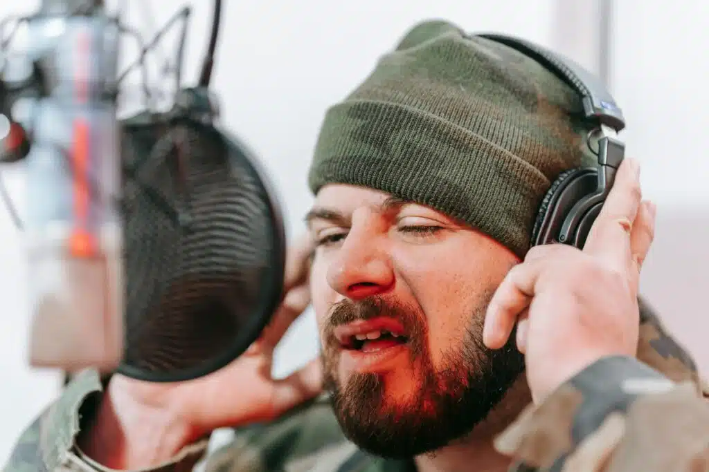 Recording studio rental tips singer in front of mic 