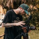Man testing a professional camera