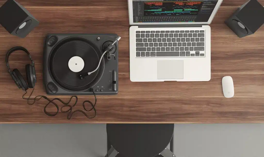 Laptop and music recording equipment