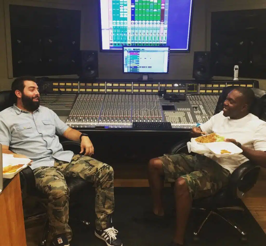 Matthew Formatt DeFreitas and Dizzee Rascal in studio 