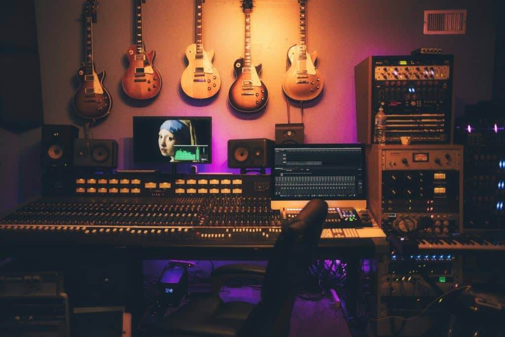 music studio guitars
